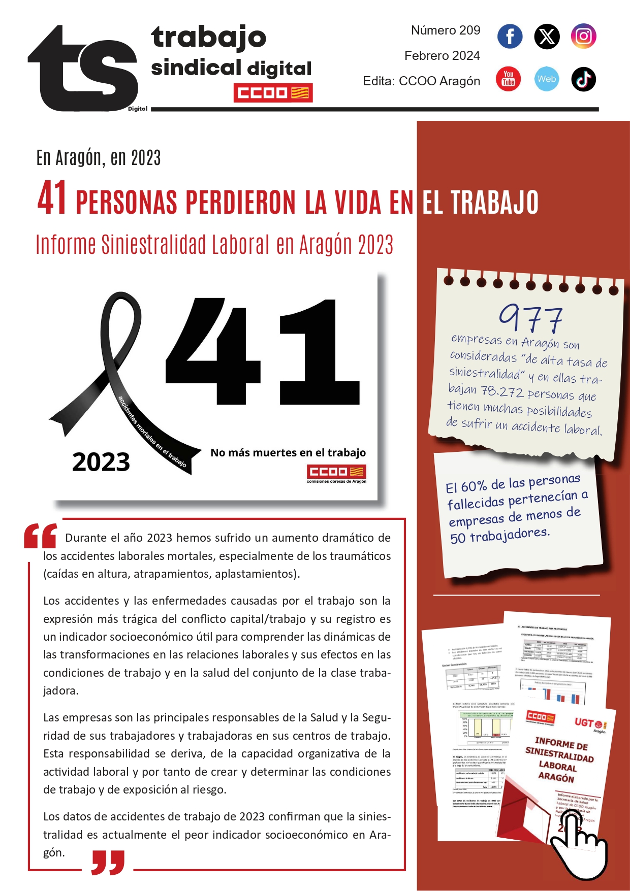 Trabajo Sindical.  Informe Salud Laboral 2023